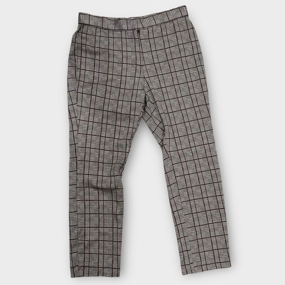 Nordstrom Rack Women’s Size M Plaid Pants Black White and Brown